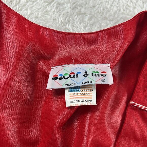 Vintage 80s Oscar and Me faux leather and suede red blazer jacket, size 7 or 8 - Picture 11 of 13